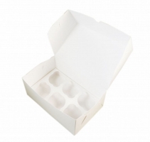 Упаковка для капкейков белая 250x170x100 мм. 6 ячеек, в упаковке 100шт.